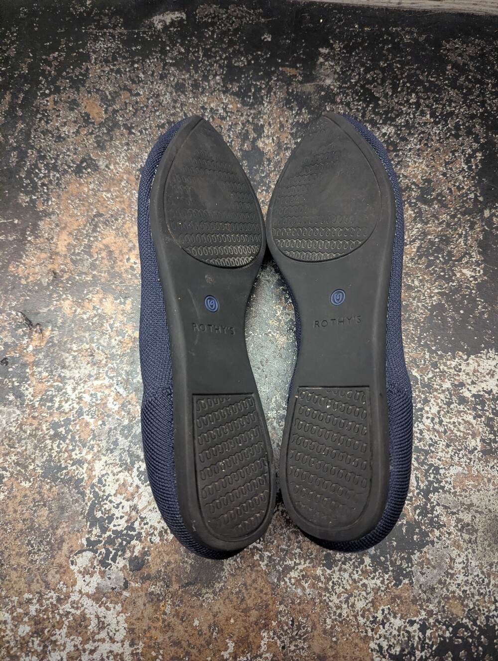 Womens Rothys The Point Flats Loafers Shoes SZ 9.5 Used Navy Blue Knit - Picture 9 of 9